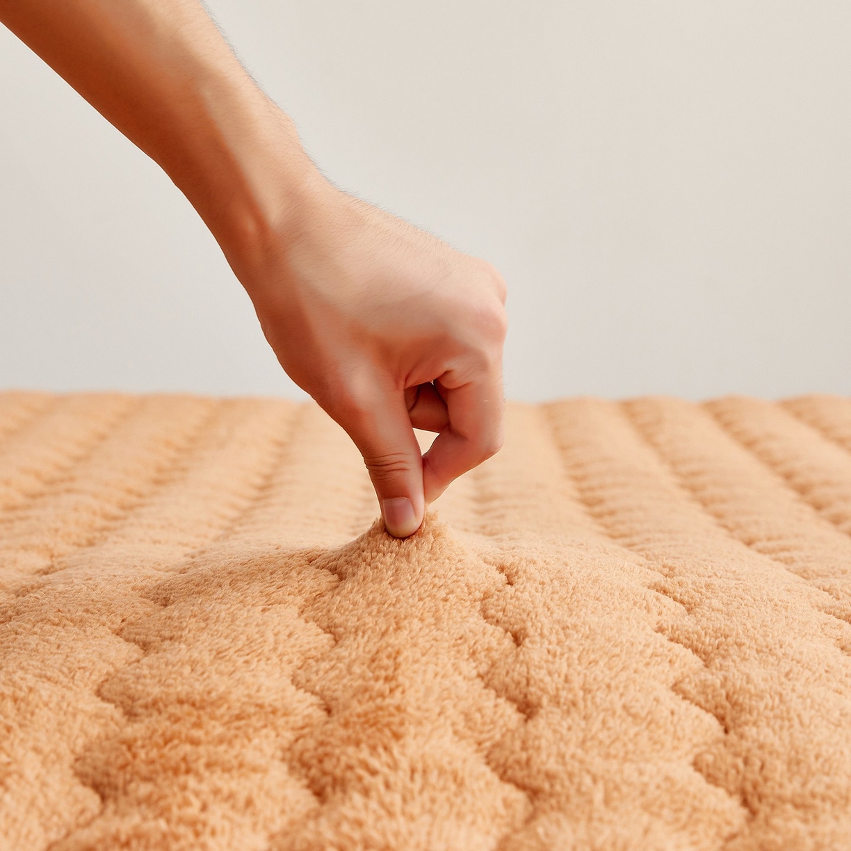 91家纺网 家纺一手货源 找家纺 月茶家纺 2026新款立体爱心边羊羔绒海绵床垫垫子 驼色