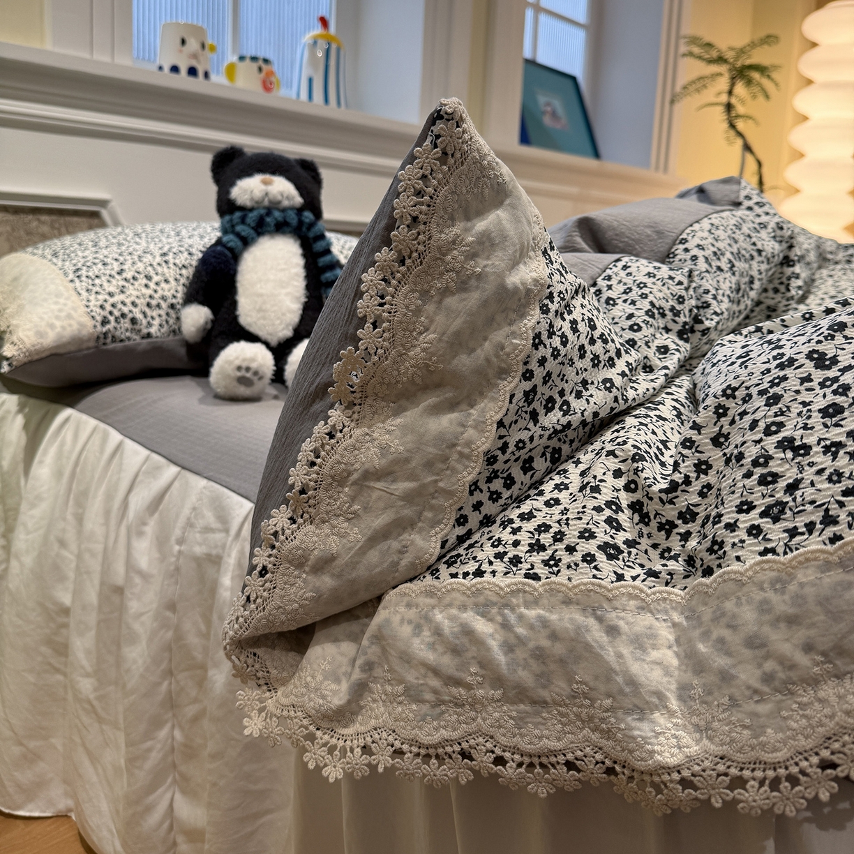 91家纺网 家纺一手货源 找家纺 （总）盼季家纺 2024新款A类亲肤花边水洗棉四件套