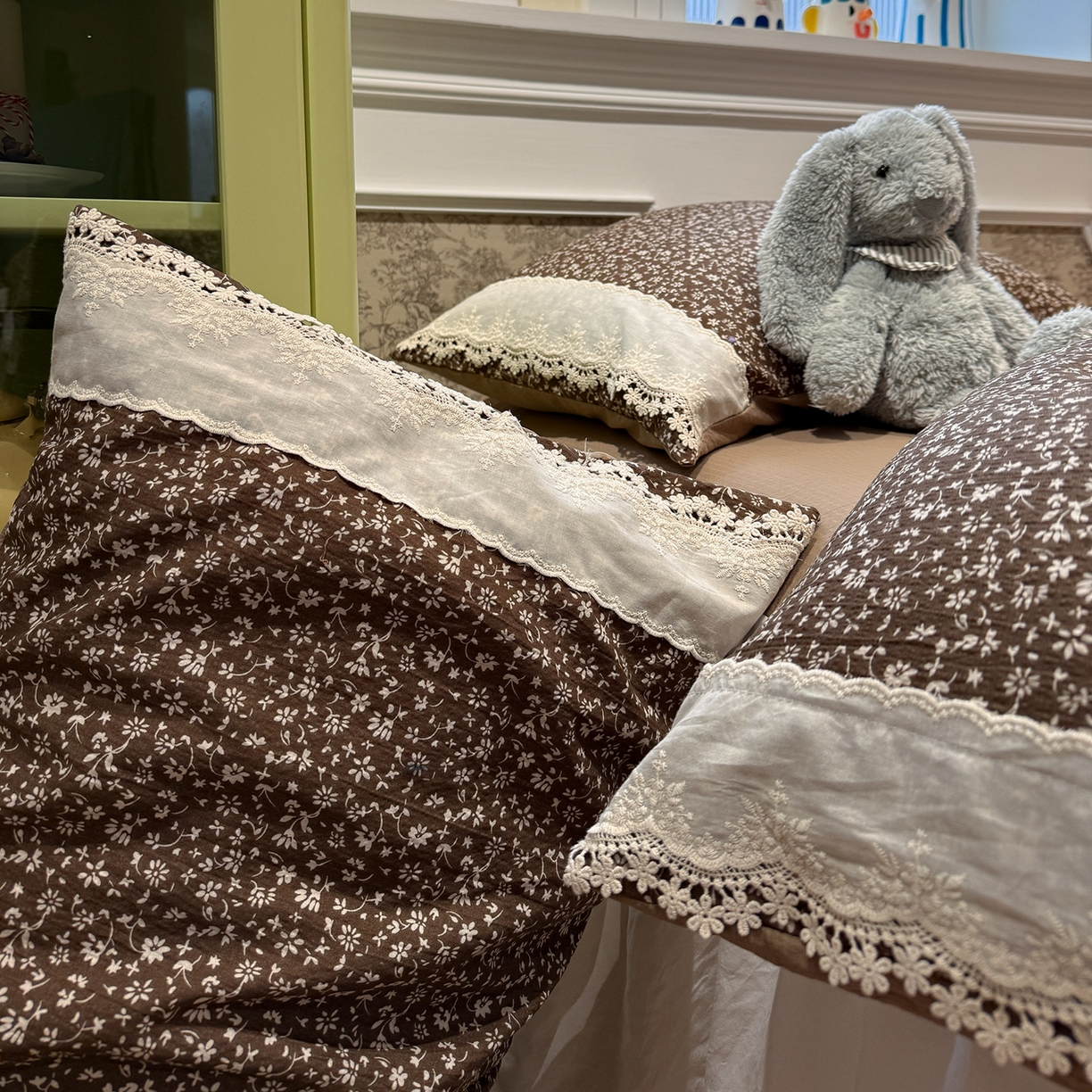 91家纺网 家纺一手货源 找家纺 盼季家纺 2026新款亲肤木棉法式复古蕾丝花边皱皱纱四件套 复古蕾丝花边-赫拉花园