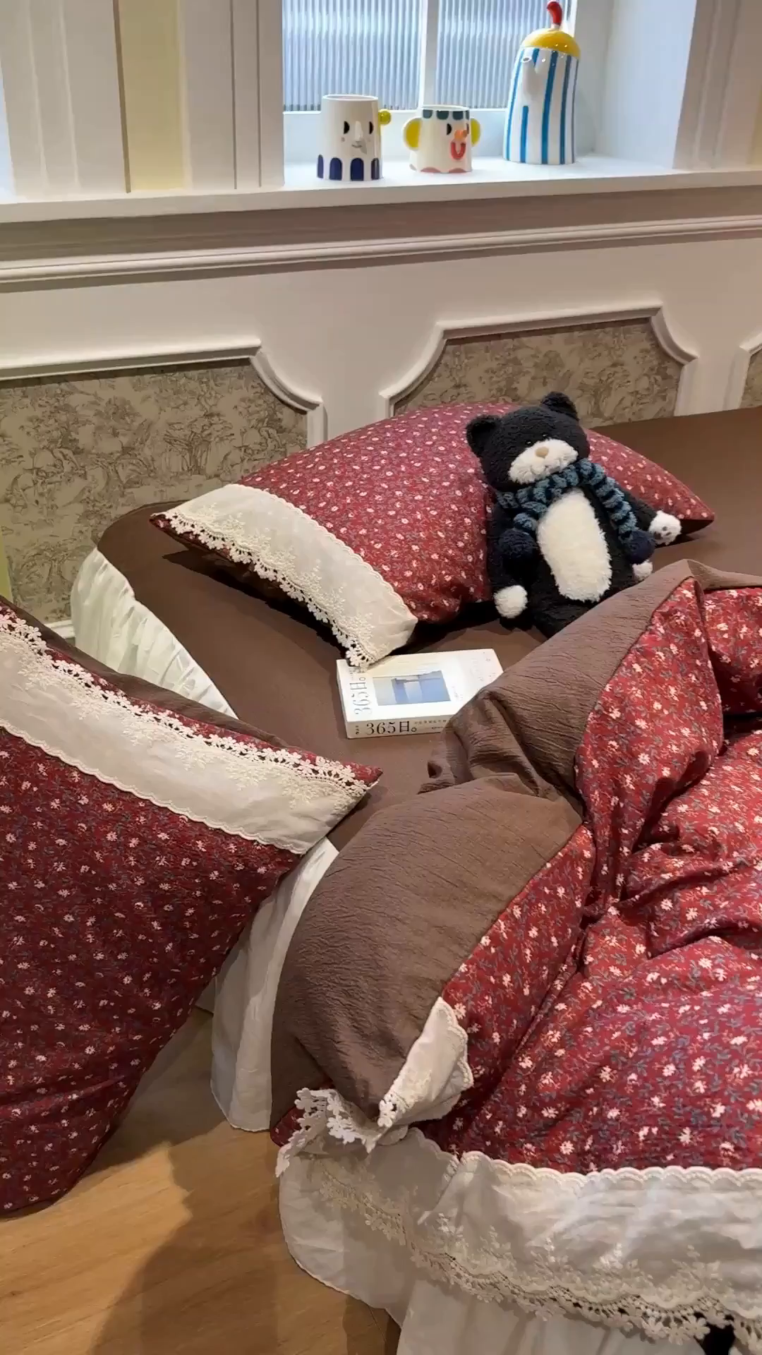 91家纺网 家纺一手货源 找家纺 盼季家纺 2026新款亲肤木棉法式复古蕾丝花边皱皱纱四件套 复古蕾丝花边-玫瑰花园