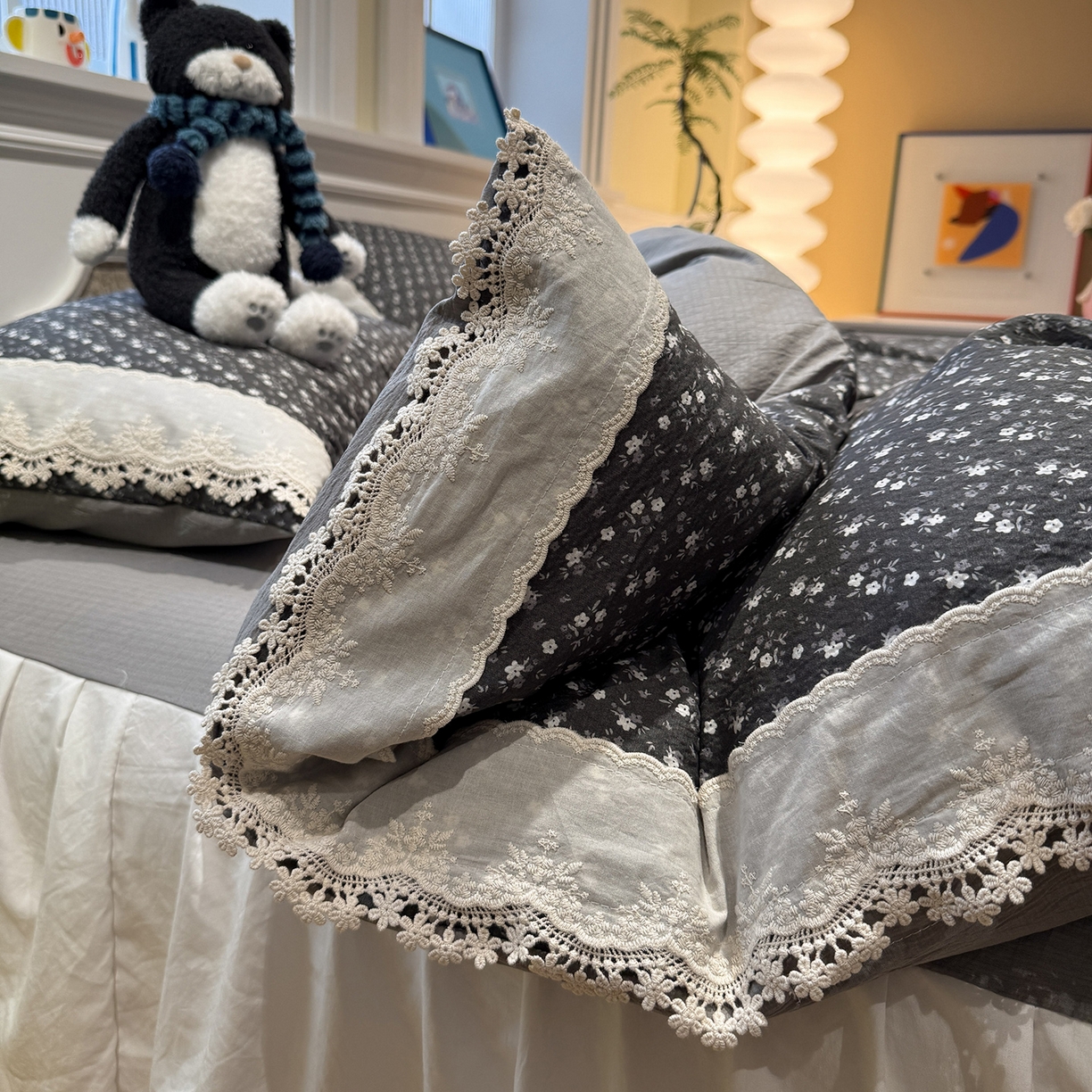 91家纺网 家纺一手货源 找家纺 盼季家纺 2026新款亲肤木棉法式复古蕾丝花边皱皱纱四件套 复古蕾丝花边-秘密庄园