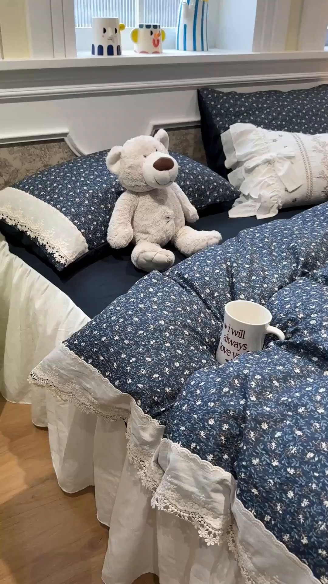 91家纺网 家纺一手货源 找家纺 盼季家纺 2026新款亲肤木棉法式复古蕾丝花边皱皱纱四件套 复古蕾丝花边-南法假日