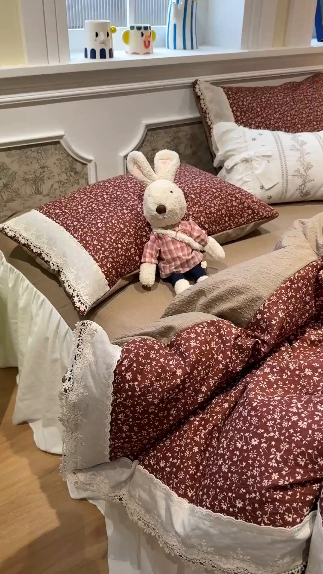 91家纺网 家纺一手货源 找家纺 盼季家纺 2026新款亲肤木棉法式复古蕾丝花边皱皱纱四件套 复古蕾丝花边-伊莫花语