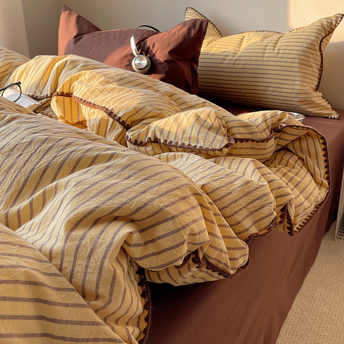 91家纺网 家纺一手货源 找家纺 （总）瑞莱 2026年新款全棉纯棉水洗棉贝壳边四件套