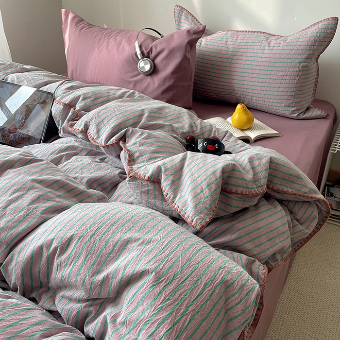 91家纺网 家纺一手货源 找家纺 （总）瑞莱 2026年新款全棉纯棉水洗棉贝壳边四件套