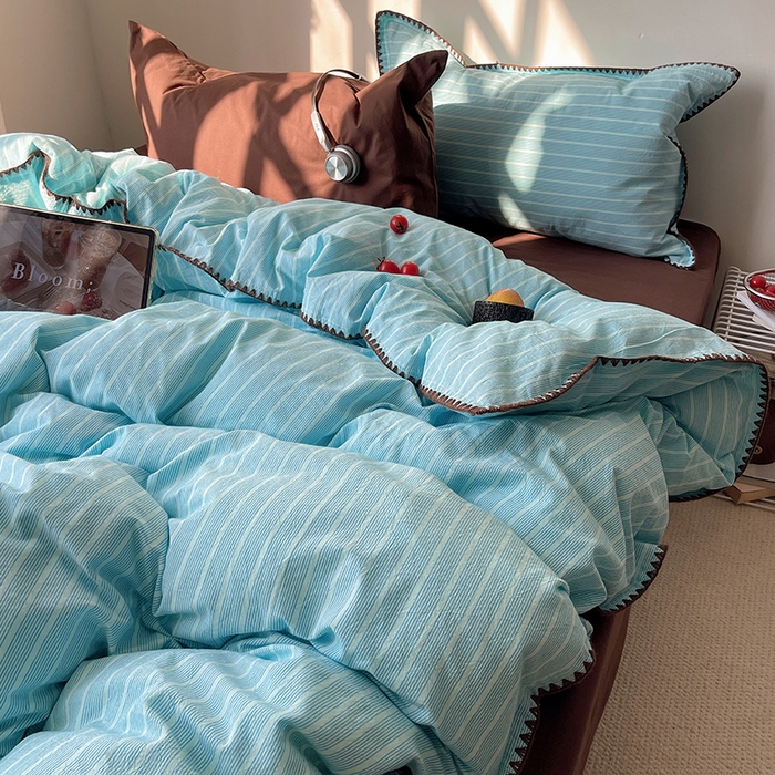 91家纺网 家纺一手货源 找家纺 （总）瑞莱 2026年新款全棉纯棉水洗棉贝壳边四件套