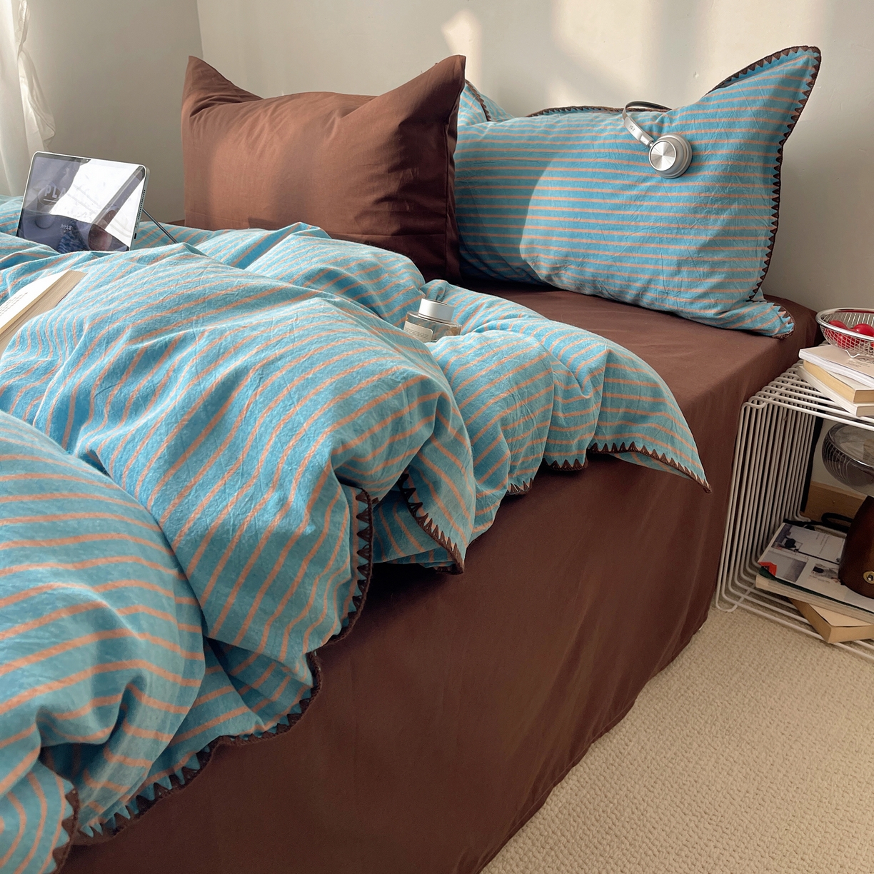 91家纺网 家纺一手货源 找家纺 （总）瑞莱 2026年新款全棉纯棉水洗棉贝壳边四件套