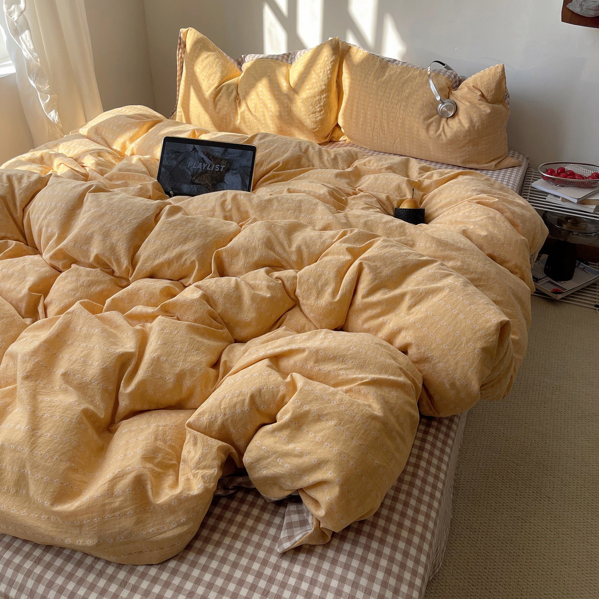 91家纺网 家纺一手货源 找家纺 （总）盼季家纺 2026新款亲肤水洗棉四件套-简单款