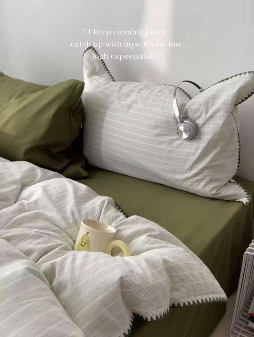 91家纺网 家纺一手货源 找家纺 瑞莱 2026年新款全棉纯棉水洗棉贝壳边四件套 岸屿青芒