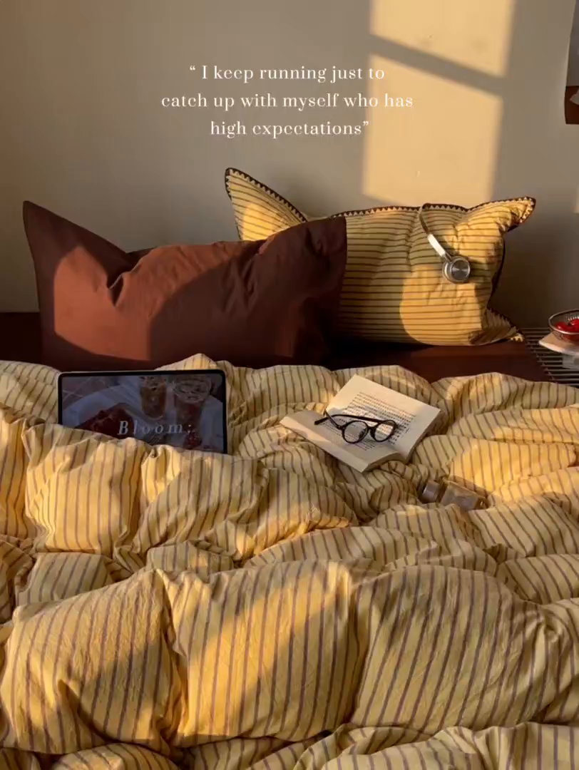 91家纺网 家纺一手货源 找家纺 瑞莱 2026年新款全棉纯棉水洗棉贝壳边四件套 暖阳黄棕