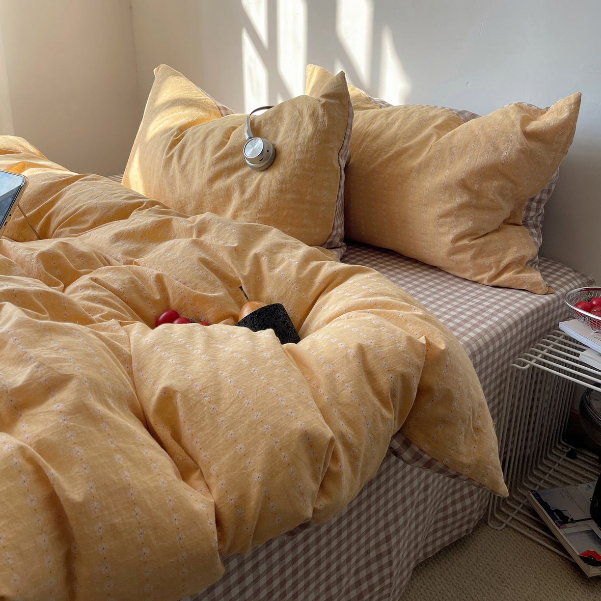 91家纺网 家纺一手货源 找家纺 盼季家纺 2026新款亲肤水洗棉四件套-简单款 简单款-阿尔曼黄