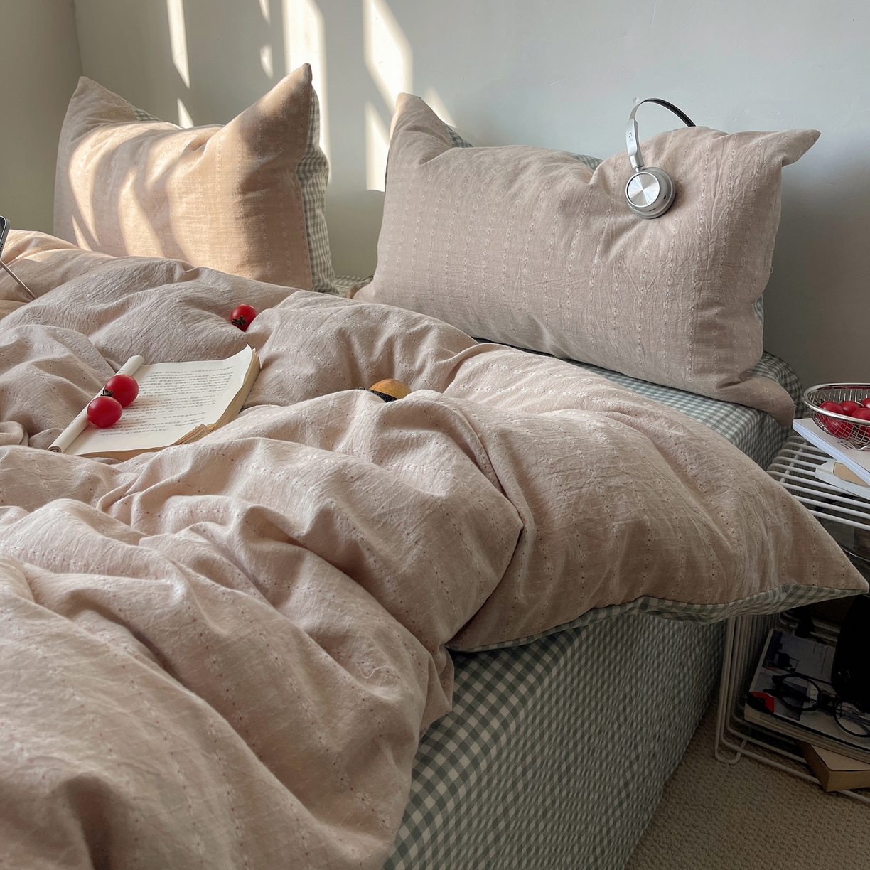 91家纺网 家纺一手货源 找家纺 盼季家纺 2026新款亲肤水洗棉四件套-简单款 简单款-阿尔淡粉