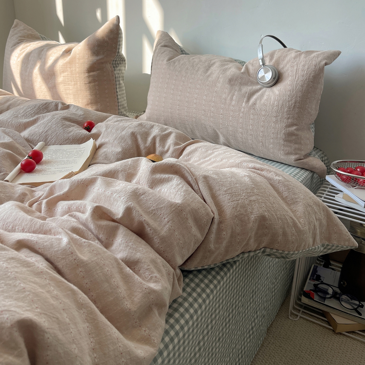 91家纺网 家纺一手货源 找家纺 盼季家纺 2026新款亲肤水洗棉四件套-简单款 简单款-阿尔淡粉