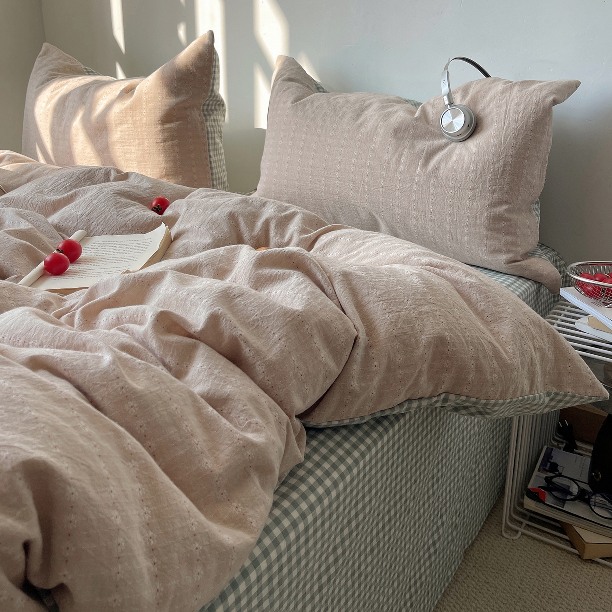 91家纺网 家纺一手货源 找家纺 盼季家纺 2026新款亲肤水洗棉四件套-简单款 简单款-阿尔淡粉