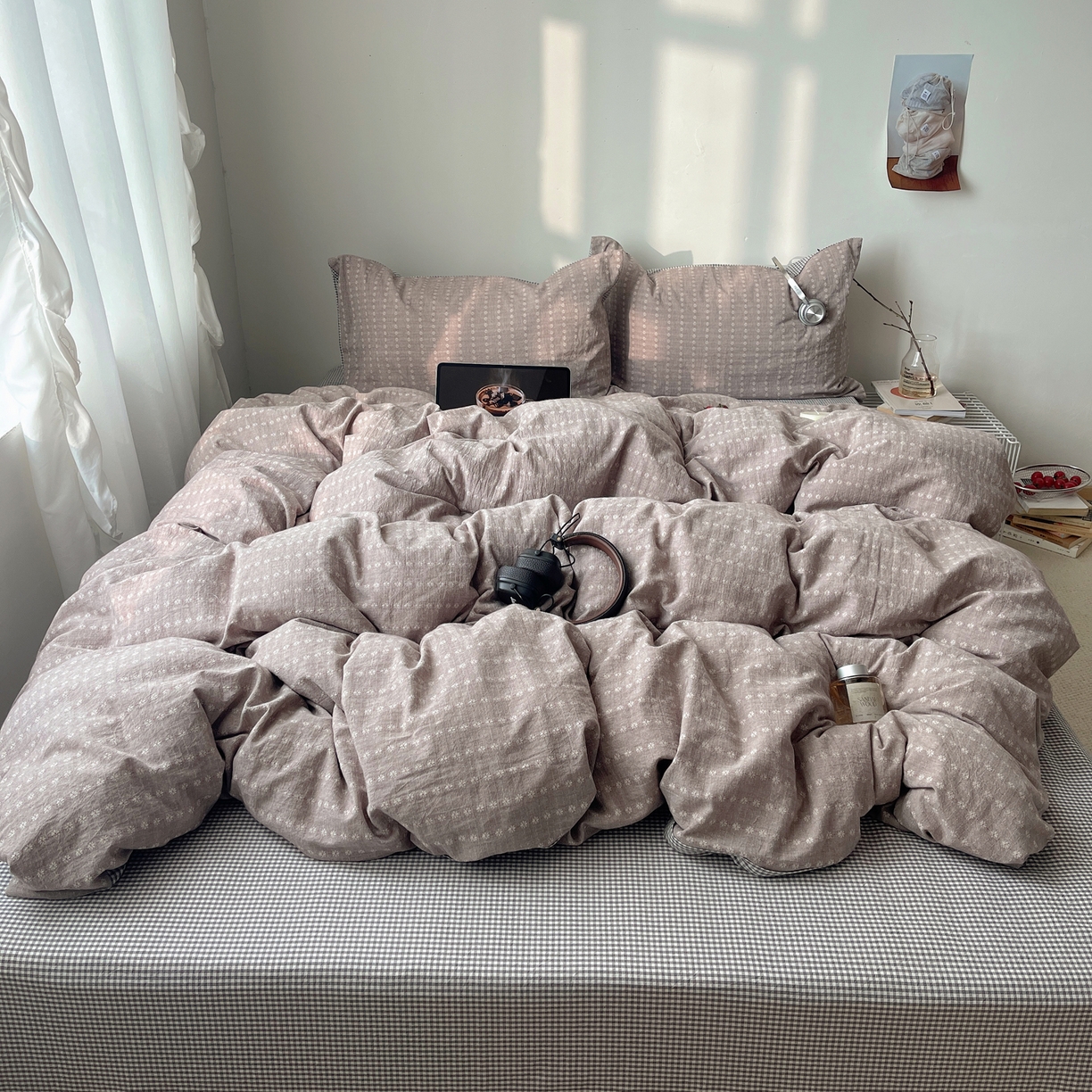 91家纺网 家纺一手货源 找家纺 盼季家纺 2026新款亲肤水洗棉四件套-简单款 简单款-阿尔曼灰