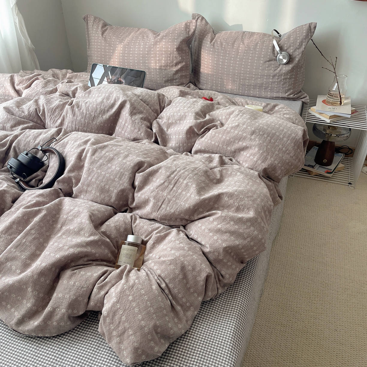 91家纺网 家纺一手货源 找家纺 盼季家纺 2026新款亲肤水洗棉四件套-简单款 简单款-阿尔曼灰