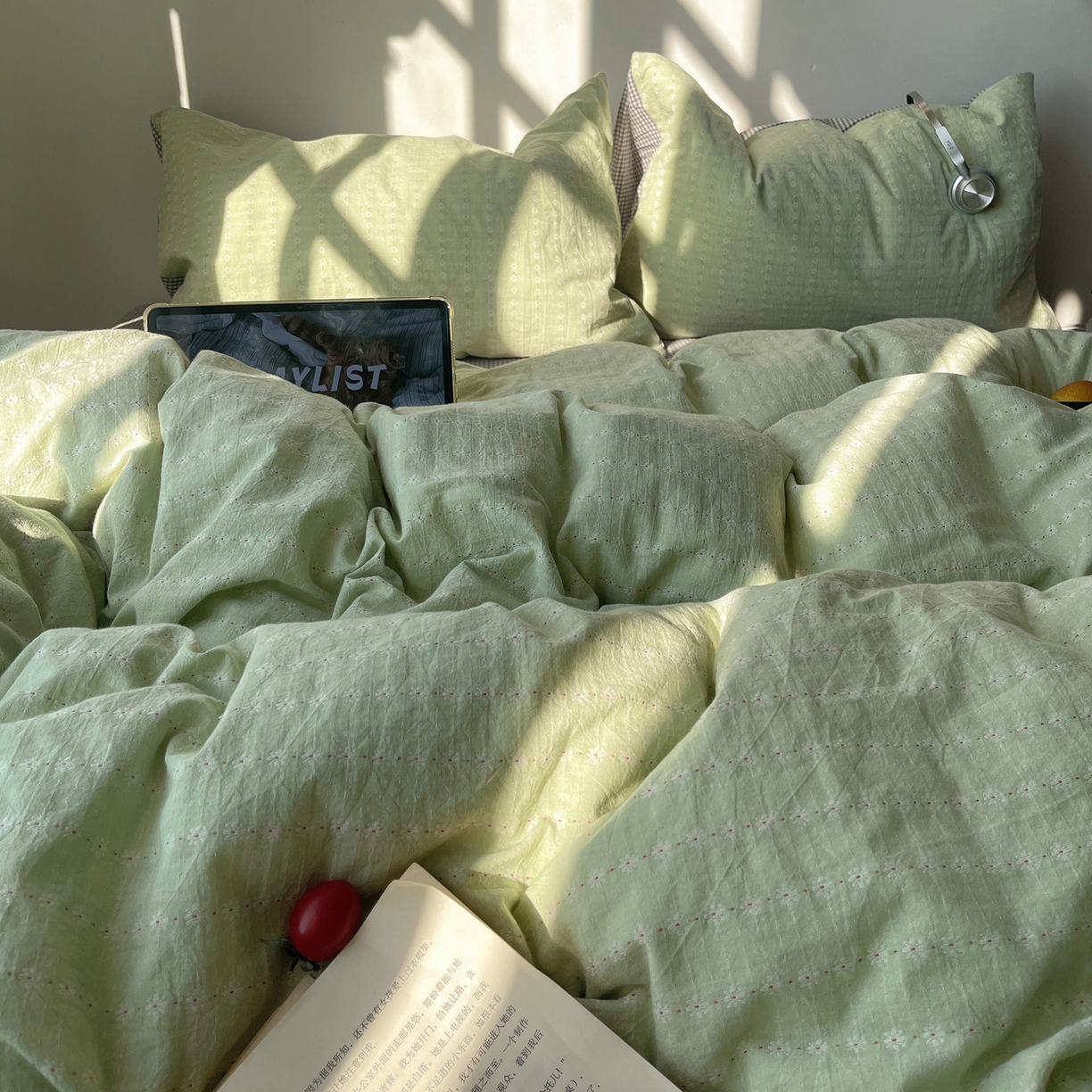 91家纺网 家纺一手货源 找家纺 盼季家纺 2026新款亲肤水洗棉四件套-简单款 简单款-阿尔曼绿