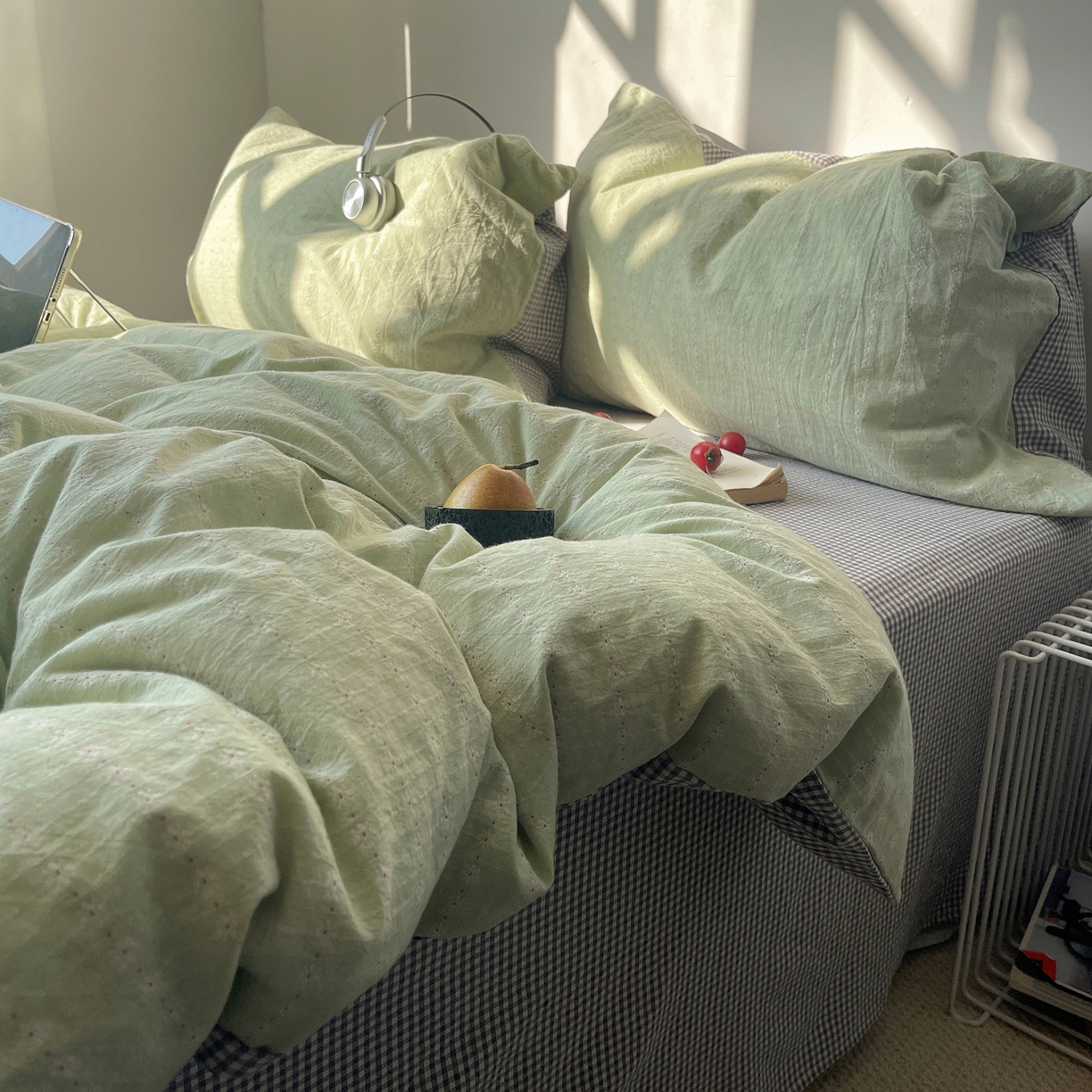 91家纺网 家纺一手货源 找家纺 盼季家纺 2026新款亲肤水洗棉四件套-简单款 简单款-阿尔曼绿