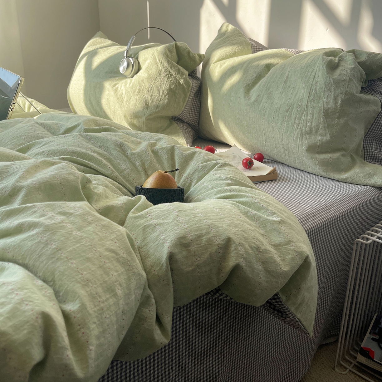 91家纺网 家纺一手货源 找家纺 盼季家纺 2026新款亲肤水洗棉四件套-简单款 简单款-阿尔曼绿