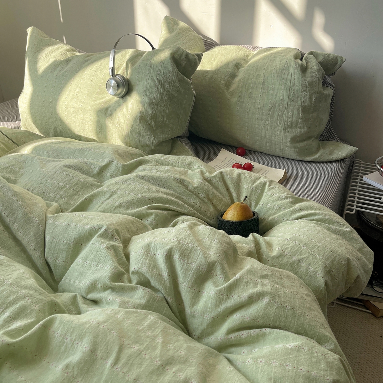 91家纺网 家纺一手货源 找家纺 盼季家纺 2026新款亲肤水洗棉四件套-简单款 简单款-阿尔曼绿