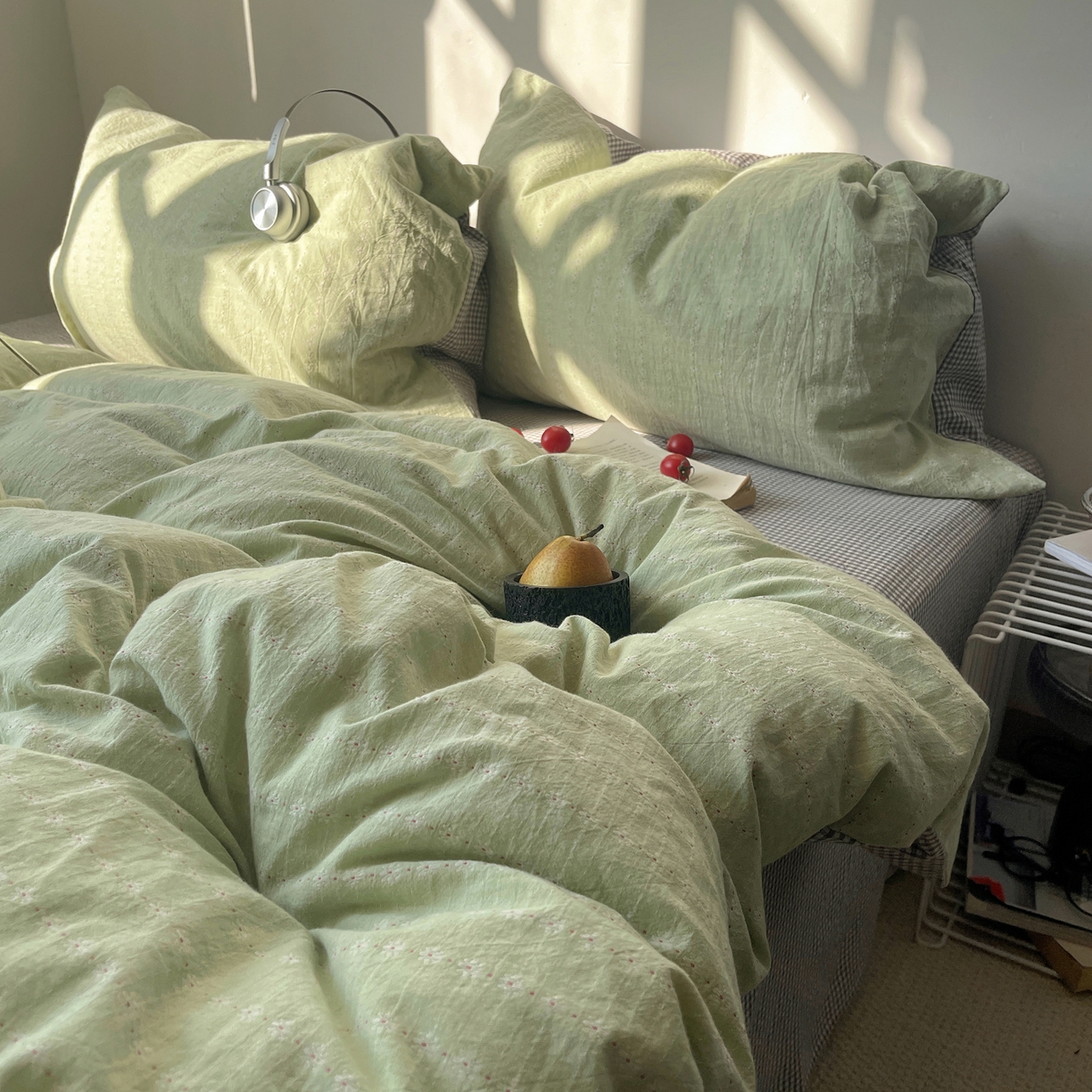 91家纺网 家纺一手货源 找家纺 盼季家纺 2026新款亲肤水洗棉四件套-简单款 简单款-阿尔曼绿