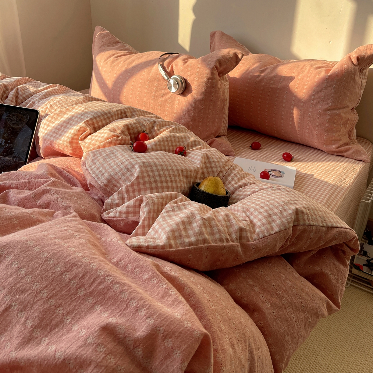 盼季家纺 2026新款亲肤水洗棉四件套-简单款 简单款-阿尔曼玫瑰