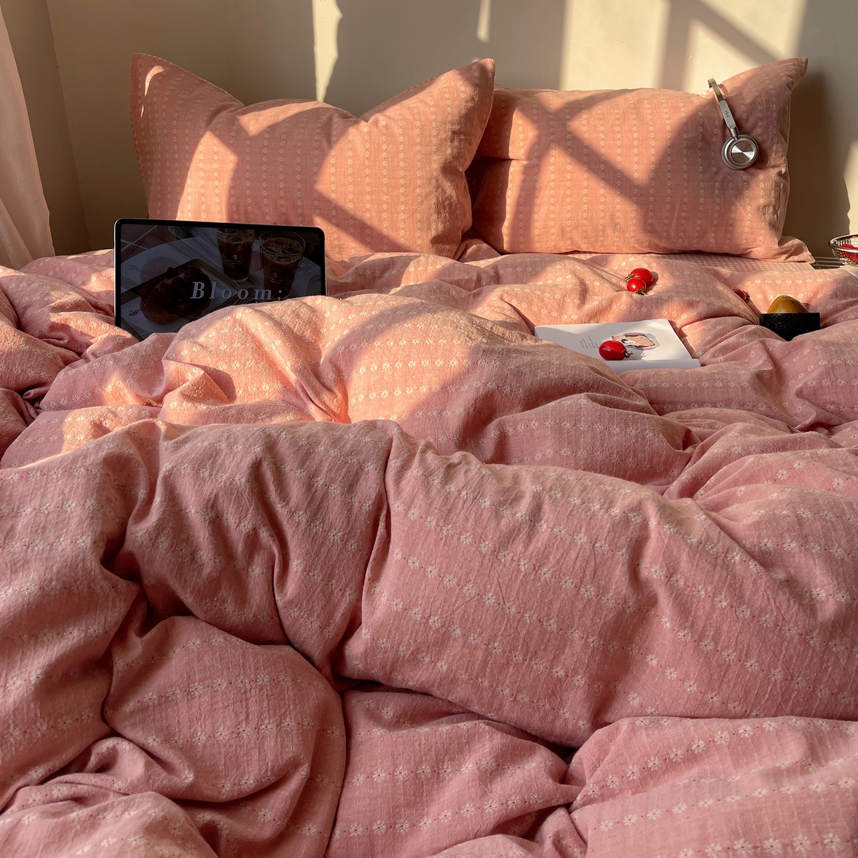 91家纺网 家纺一手货源 找家纺 盼季家纺 2026新款亲肤水洗棉四件套-简单款 简单款-阿尔曼玫瑰