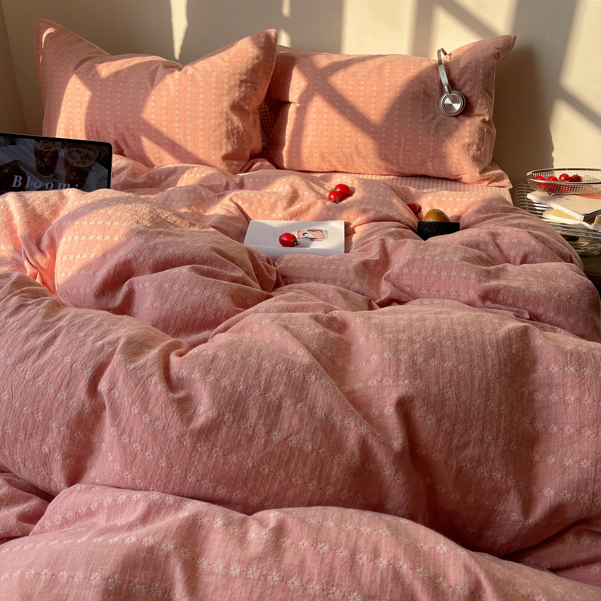 91家纺网 家纺一手货源 找家纺 盼季家纺 2026新款亲肤水洗棉四件套-简单款 简单款-阿尔曼玫瑰