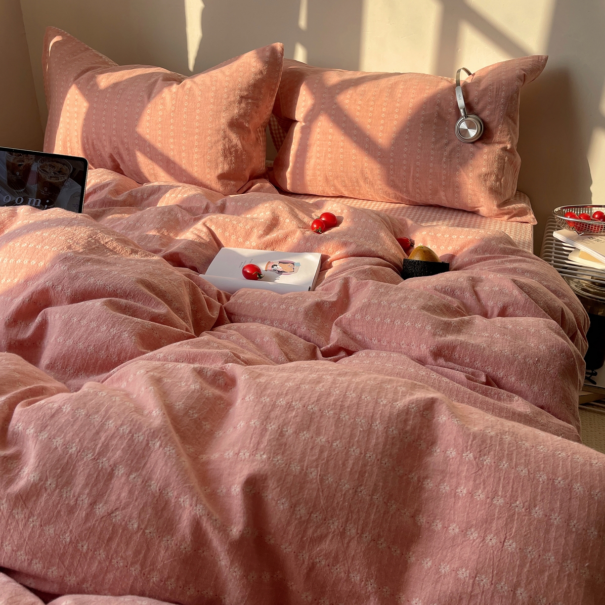 91家纺网 家纺一手货源 找家纺 盼季家纺 2026新款亲肤水洗棉四件套-简单款 简单款-阿尔曼玫瑰