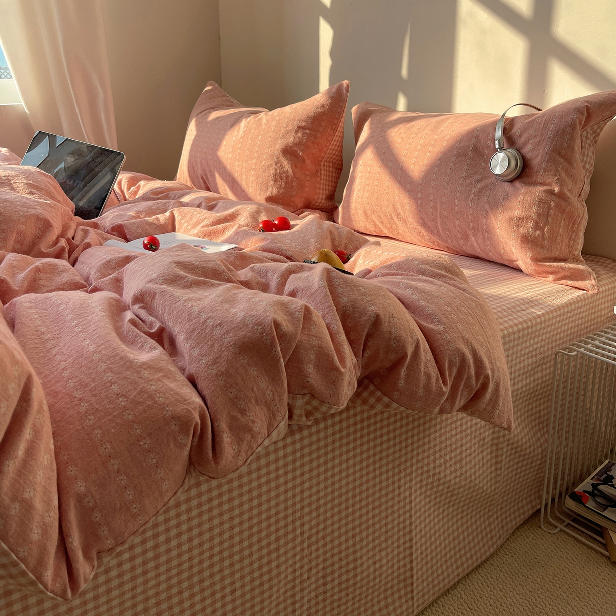 91家纺网 家纺一手货源 找家纺 盼季家纺 2026新款亲肤水洗棉四件套-简单款 简单款-阿尔曼玫瑰