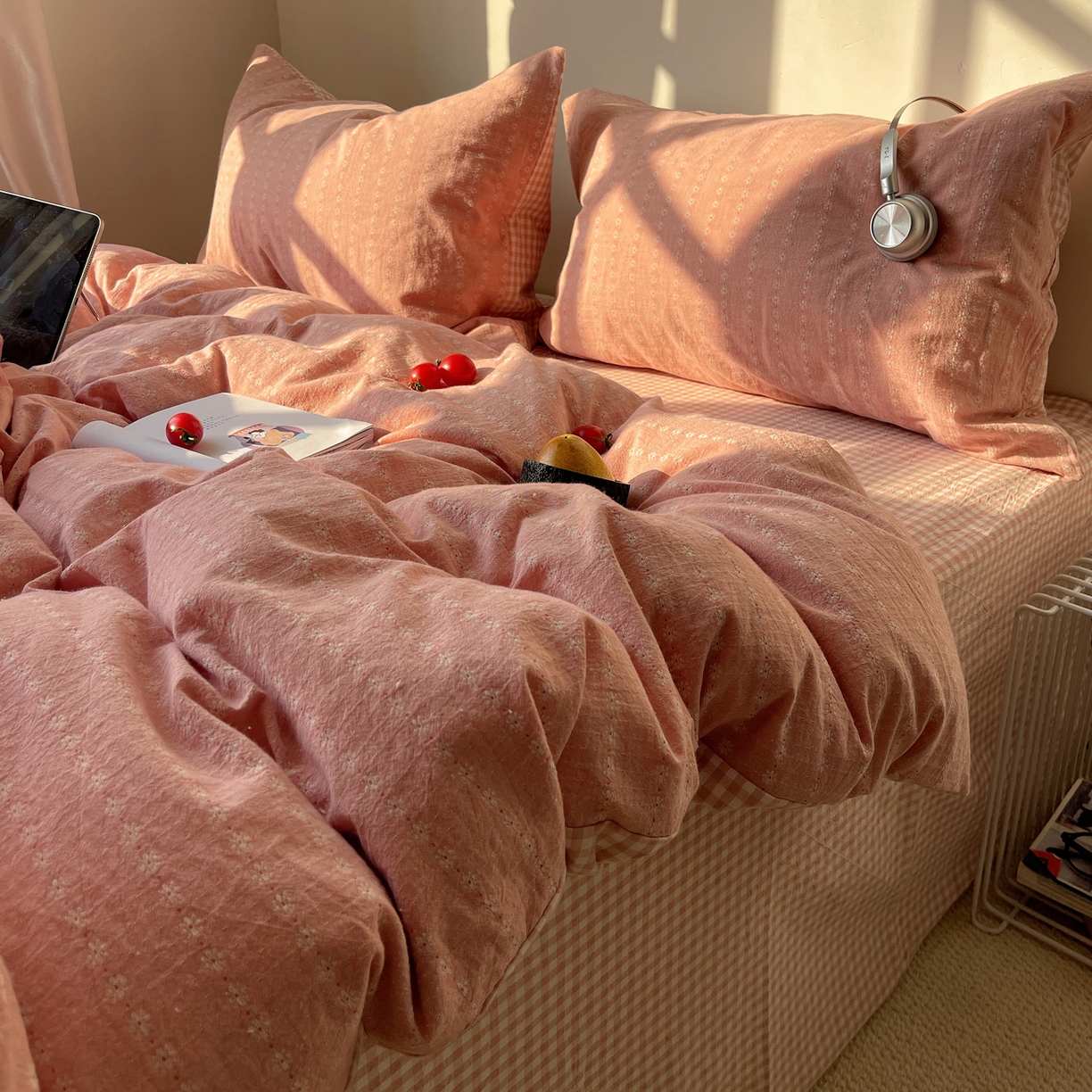 91家纺网 家纺一手货源 找家纺 盼季家纺 2026新款亲肤水洗棉四件套-简单款 简单款-阿尔曼玫瑰