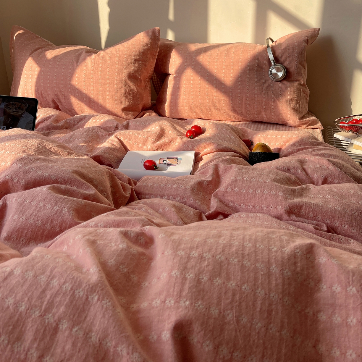 91家纺网 家纺一手货源 找家纺 盼季家纺 2026新款亲肤水洗棉四件套-简单款 简单款-阿尔曼玫瑰