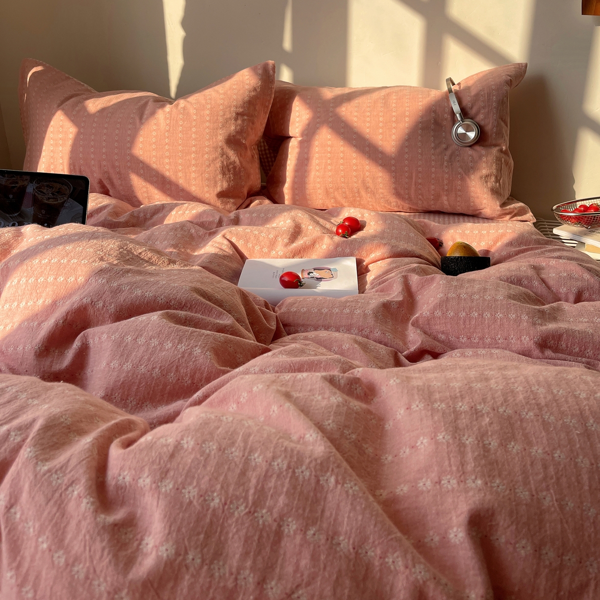 91家纺网 家纺一手货源 找家纺 盼季家纺 2026新款亲肤水洗棉四件套-简单款 简单款-阿尔曼玫瑰