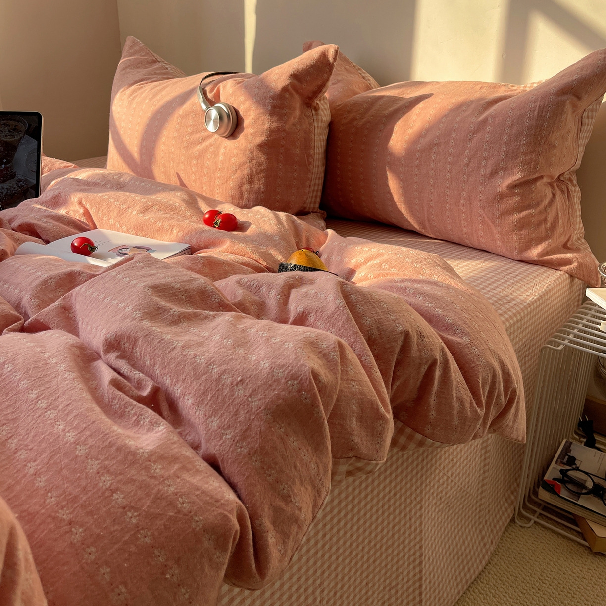 91家纺网 家纺一手货源 找家纺 盼季家纺 2026新款亲肤水洗棉四件套-简单款 简单款-阿尔曼玫瑰