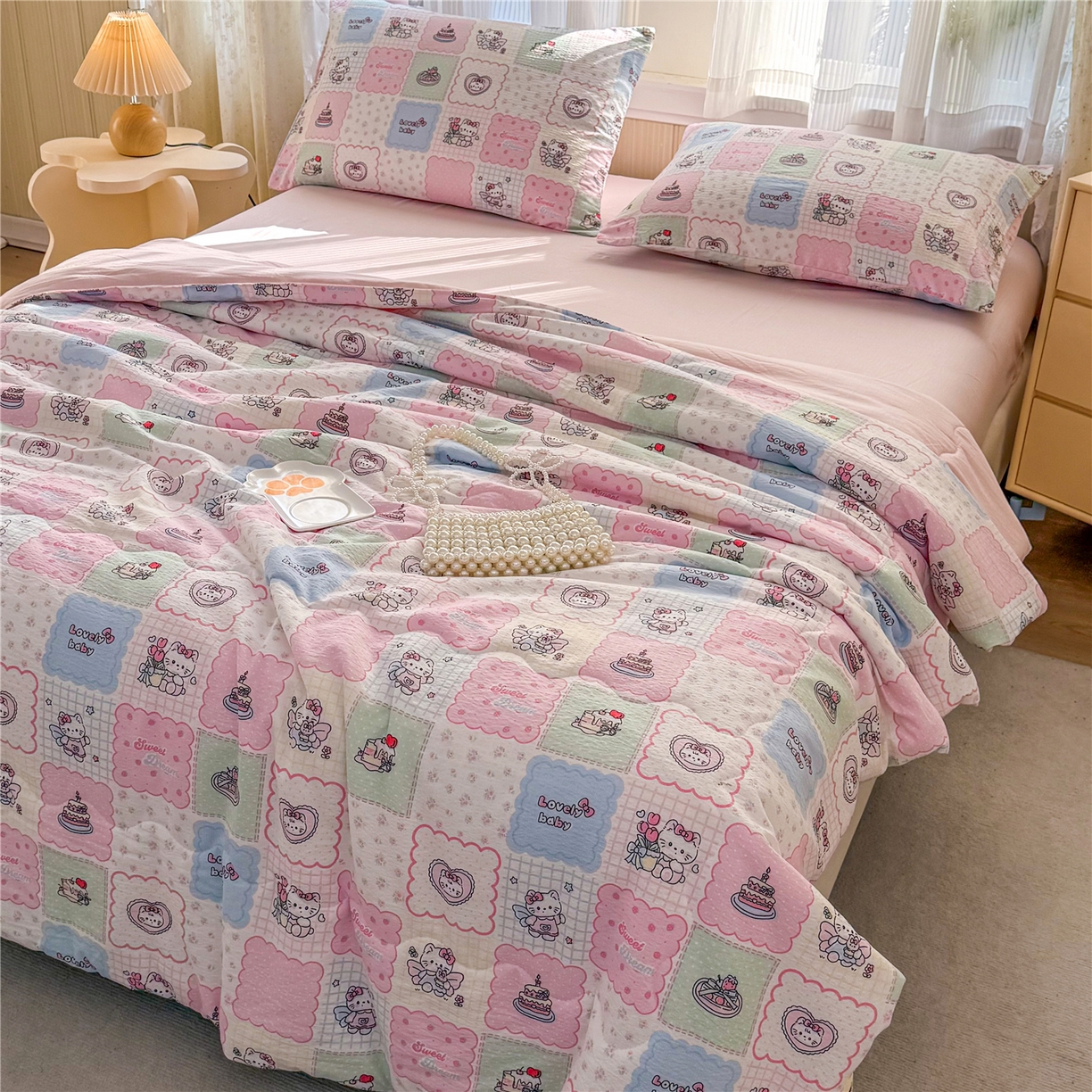 91家纺网 家纺一手货源 找家纺 艺菲阁家纺 2026新款云感双层纱夏被夏凉被空调被 蛋糕派