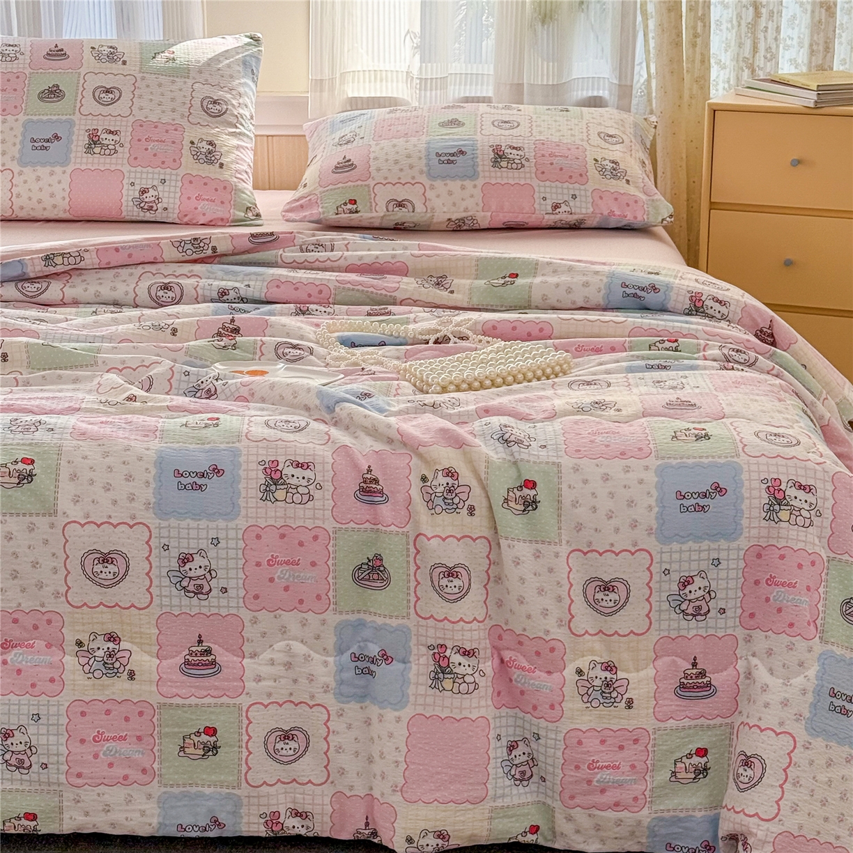 91家纺网 家纺一手货源 找家纺 艺菲阁家纺 2026新款云感双层纱夏被夏凉被空调被 蛋糕派