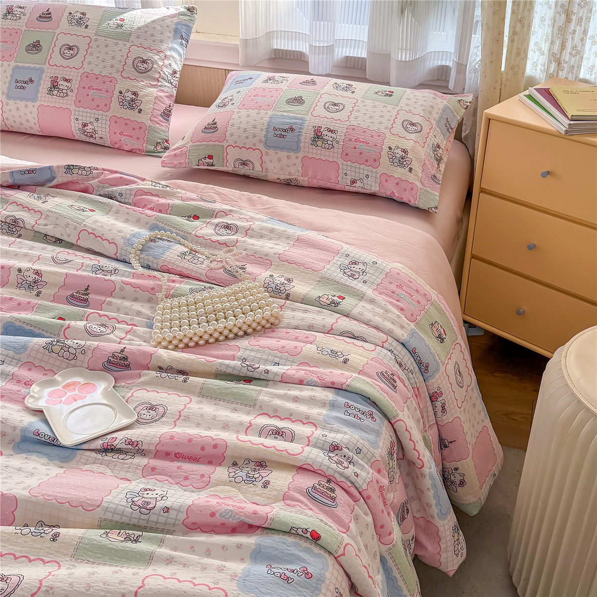 91家纺网 家纺一手货源 找家纺 艺菲阁家纺 2026新款云感双层纱夏被夏凉被空调被 蛋糕派