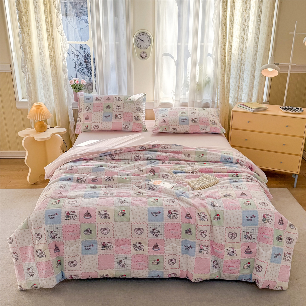 91家纺网 家纺一手货源 找家纺 艺菲阁家纺 2026新款云感双层纱夏被夏凉被空调被 蛋糕派