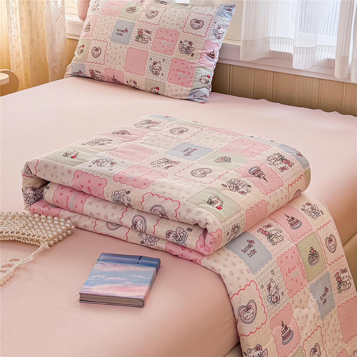 91家纺网 家纺一手货源 找家纺 艺菲阁家纺 2026新款云感双层纱夏被夏凉被空调被 蛋糕派