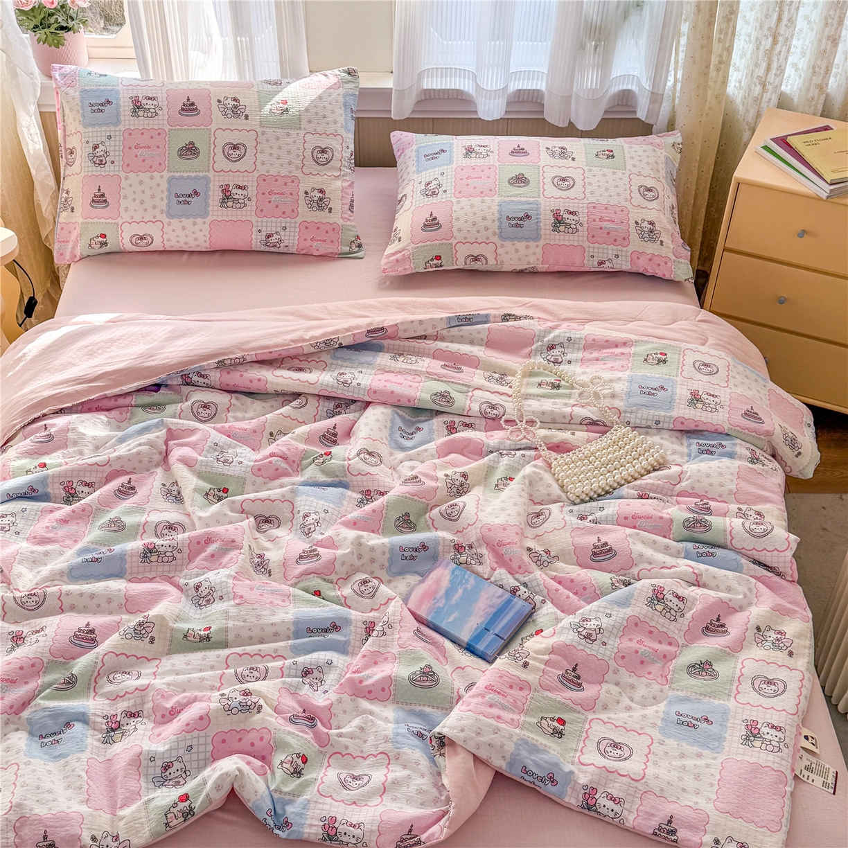 91家纺网 家纺一手货源 找家纺 艺菲阁家纺 2026新款云感双层纱夏被夏凉被空调被 蛋糕派