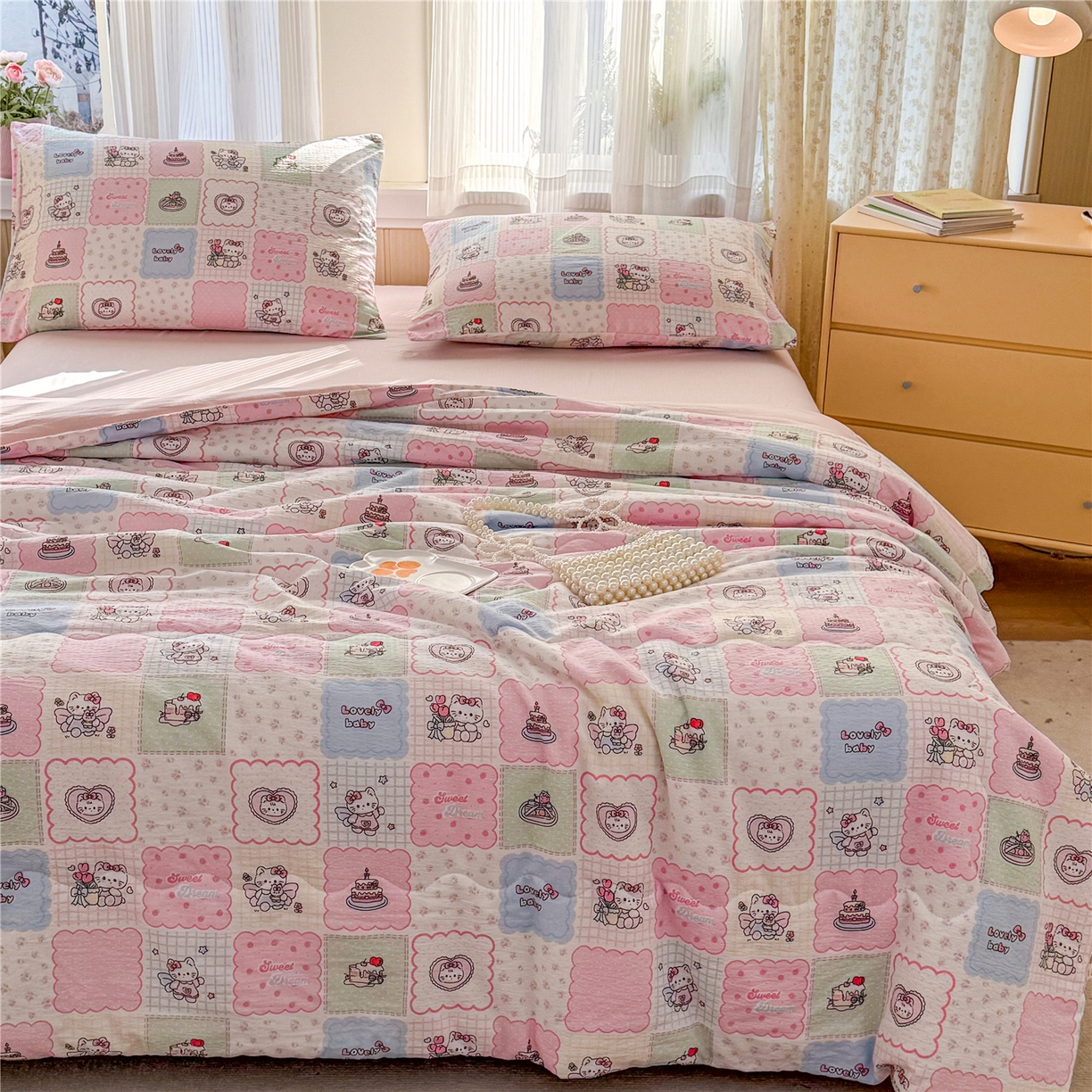 91家纺网 家纺一手货源 找家纺 艺菲阁家纺 2026新款云感双层纱夏被夏凉被空调被 蛋糕派