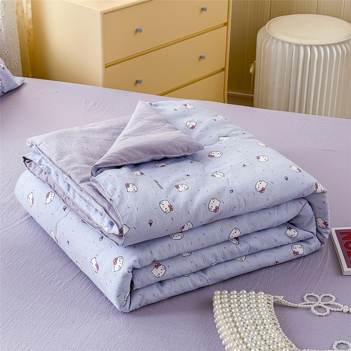艺菲阁家纺 2026新款云感双层纱夏被夏凉被空调被 蓝莓奶糖