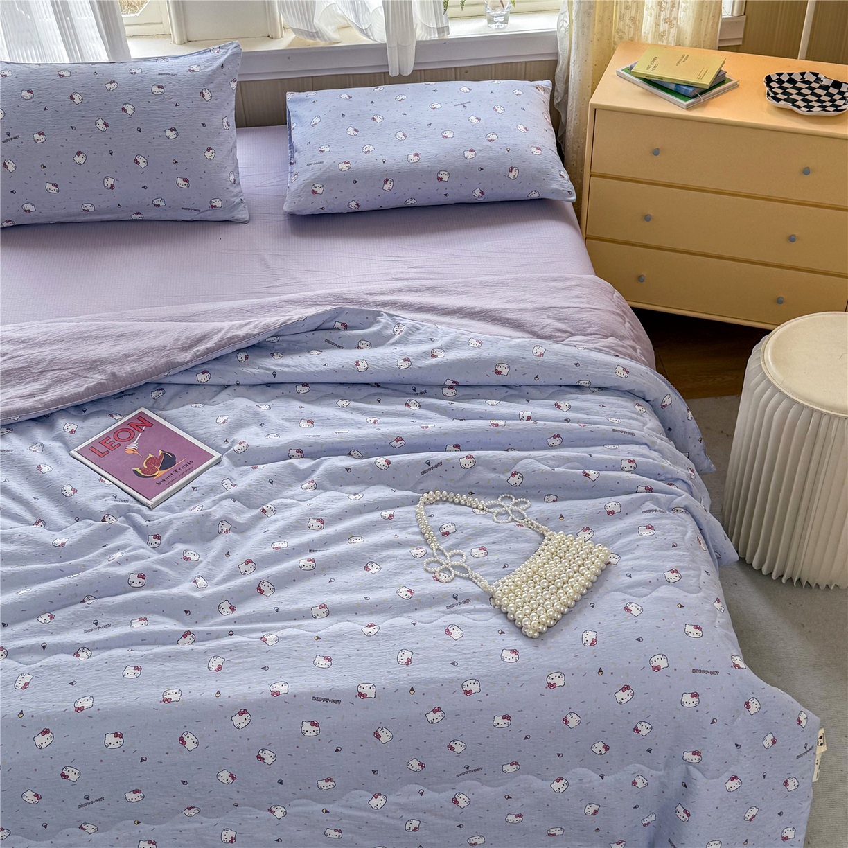 91家纺网 家纺一手货源 找家纺 艺菲阁家纺 2026新款云感双层纱夏被夏凉被空调被 蓝莓奶糖