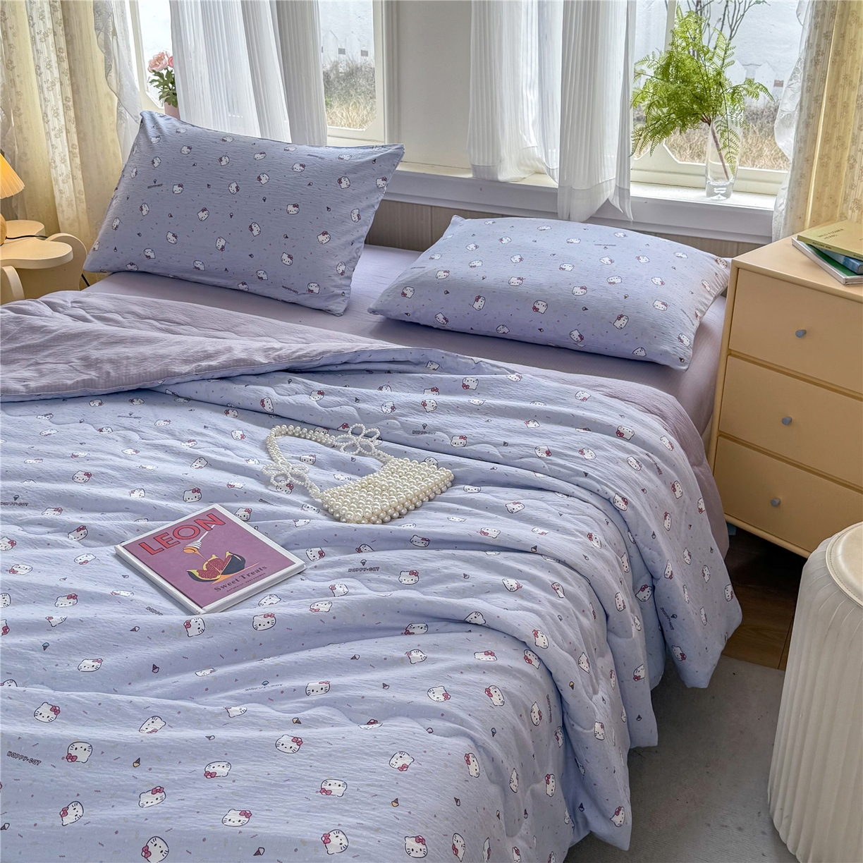 91家纺网 家纺一手货源 找家纺 艺菲阁家纺 2026新款云感双层纱夏被夏凉被空调被 蓝莓奶糖