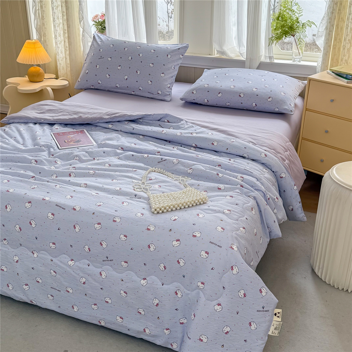 91家纺网 家纺一手货源 找家纺 艺菲阁家纺 2026新款云感双层纱夏被夏凉被空调被 蓝莓奶糖