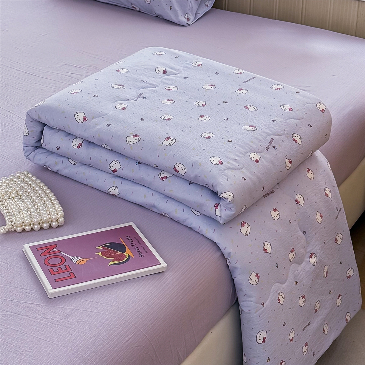 91家纺网 家纺一手货源 找家纺 艺菲阁家纺 2026新款云感双层纱夏被夏凉被空调被 蓝莓奶糖