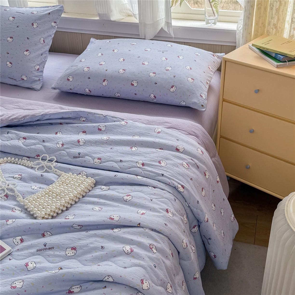 91家纺网 家纺一手货源 找家纺 艺菲阁家纺 2026新款云感双层纱夏被夏凉被空调被 蓝莓奶糖