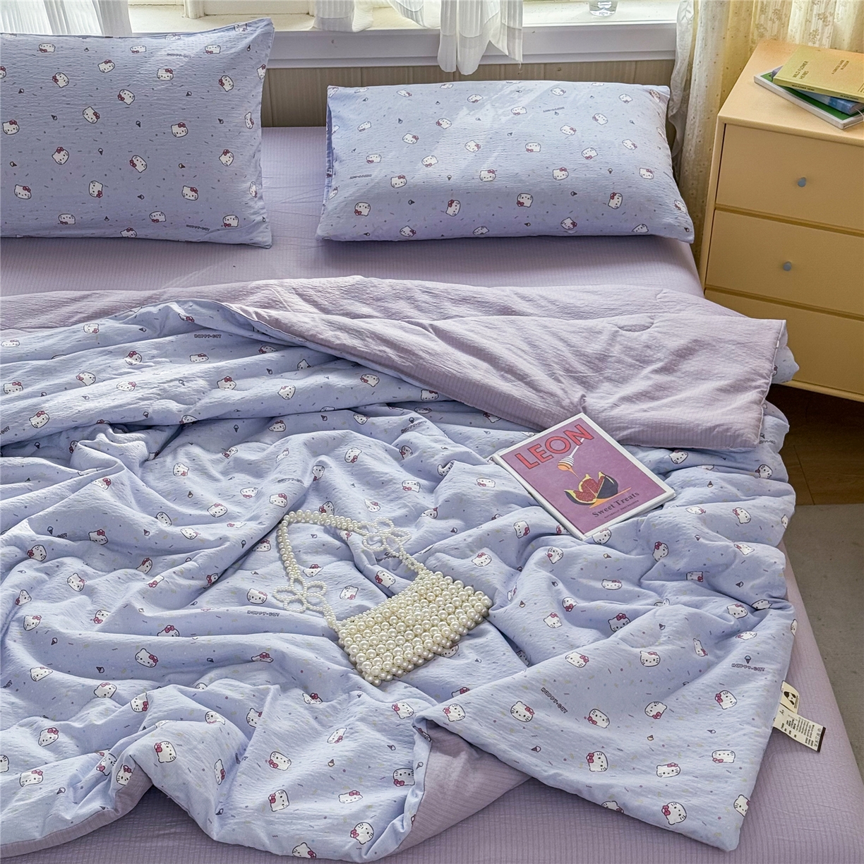 91家纺网 家纺一手货源 找家纺 艺菲阁家纺 2026新款云感双层纱夏被夏凉被空调被 蓝莓奶糖