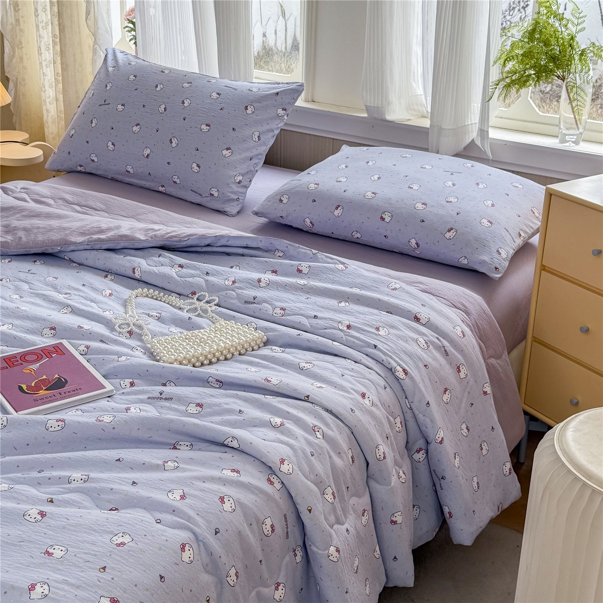 91家纺网 家纺一手货源 找家纺 艺菲阁家纺 2026新款云感双层纱夏被夏凉被空调被 蓝莓奶糖