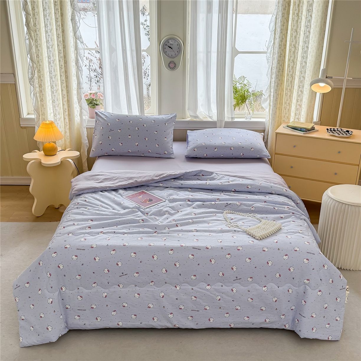 91家纺网 家纺一手货源 找家纺 艺菲阁家纺 2026新款云感双层纱夏被夏凉被空调被 蓝莓奶糖